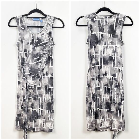 Simply Vera Wang Small Womens Gray White Print Knit Ruffle Sleeveless Dress - Picture 1 of 5